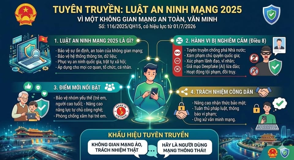 LUẬT AN NINH MẠNG 2025 – VÌ MỘT KHÔNG GIAN MẠNG AN TOÀN, VĂN MINH
